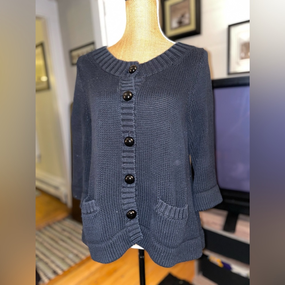 Banana Republic Chunky Button Cardigan Sweater (L) - black